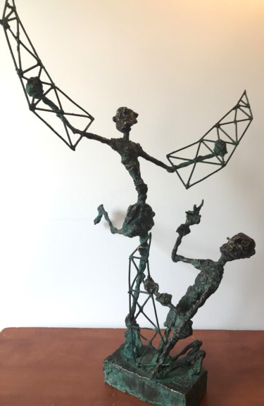 Daedalus and Icarus Sculpture titled "Daedalus and Icarus" by Erno Toth, Original Artwork, Bronze