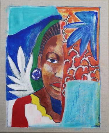 A demi dévoilée Peinture intitulée "A demi dévoilée" par Dominique Drujon, Œuvre d'art originale, Acrylique Monté sur Châssis en bois