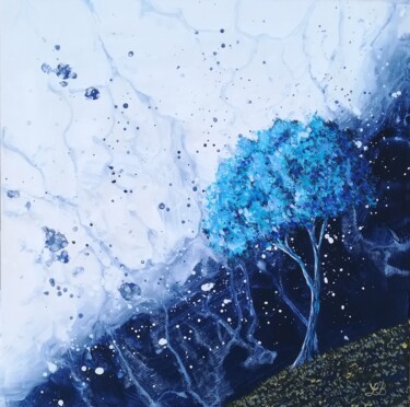 Painting titled "La nuit coulait com…" by Bruno Lemasson, Original Artwork, Acrylic