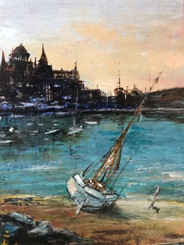 제목이 "Le bateau blanc"인 미술작품 Daniel Bathiard로, 원작, 기름