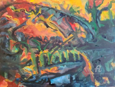 Painting titled "In-A-Gadda-Da-Vida" by Andrew Walaszek, Original Artwork, Watercolor Mounted on Cardboard