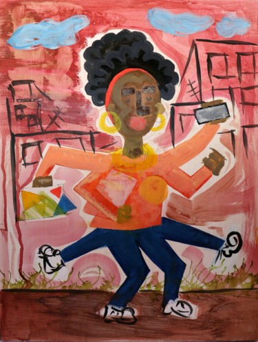 Queen of Golds ( Rainha de Ouros ) Peinture intitulée "Queen of Golds ( Ra…" par Chincoã, Œuvre d'art originale, Acrylique