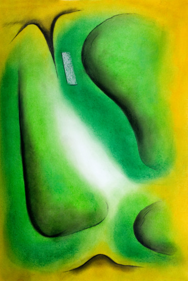 绘画 标题为“Grün im Gesicht” 由Chris Schäfer, 原创艺术品, 粉彩