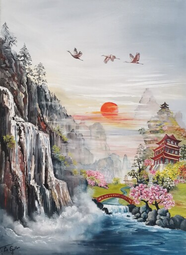 Peinture intitulée "Au Pays du Soleil L…" par Violette Le Gallou, Œuvre d'art originale, Huile Monté sur Châssis en bois