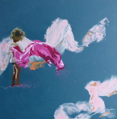 Peinture intitulée "rose tagada" par Sandrine Gergaud, Œuvre d'art originale, Acrylique Monté sur Châssis en bois