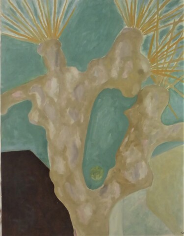 Painting titled "la place du village" by Giulia Archer, Original Artwork, Oil Mounted on Other rigid panel