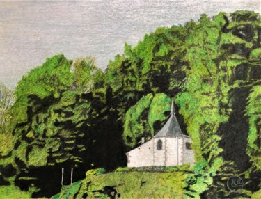 Chapelle saint Thibaut (Marcourt - Belgique) Dessin intitulée "Chapelle saint Thib…" par Pierre Bayet, Œuvre d'art originale, Crayon