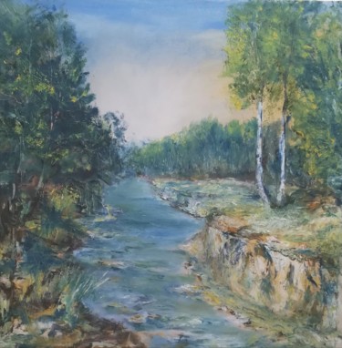 Painting titled "Il torrente" by Bruno Betti, Original Artwork, Oil