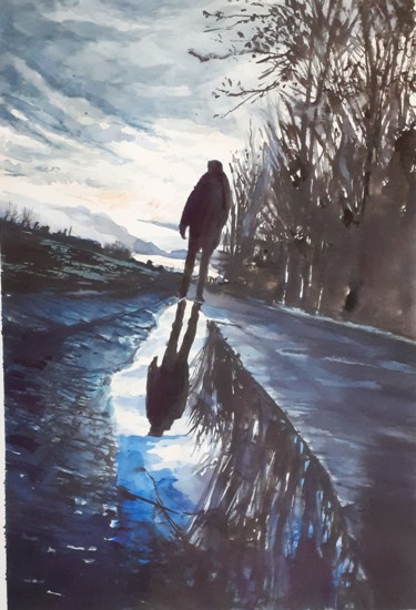 reflet. Peinture intitulée "reflet." par Frédéric Fournier, Œuvre d'art originale, Aquarelle
