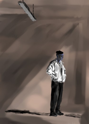 Arte digitale intitolato "uomo alla finestra…" da Matteo Gilardi, Opera d'arte originale, Pittura digitale