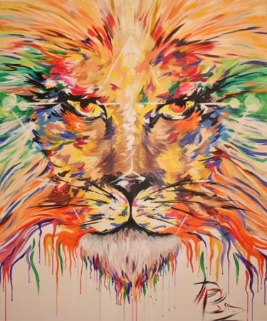 绘画 标题为“The Lion Of Judah” 由Dominika Bartková, 原创艺术品, 丙烯 安装在木质担架架上