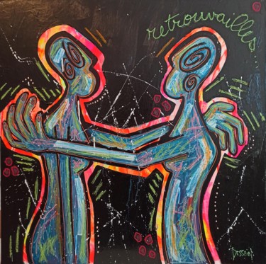 Peinture intitulée "Retrouvailles... 2" par Delphine Dessein, Œuvre d'art originale, Acrylique