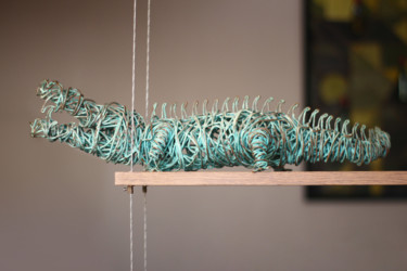 Scultura intitolato "Crocodile (14x55x27…" da Karen Axikyan, Opera d'arte originale, Metalli