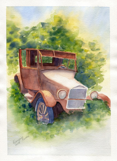 绘画 标题为“Voiture hors service” 由Françoise Renou, 原创艺术品, 水彩