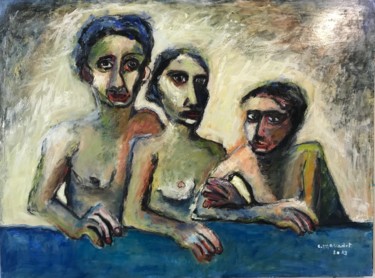 Painting titled "Les Autres (bis )" by Elisabeth Marcadet, Original Artwork, Oil