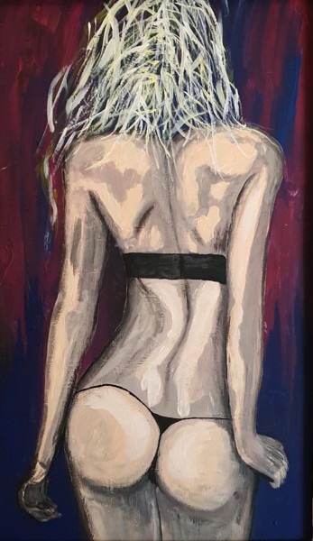 Schilderij getiteld "Plaisir Interdit" door D.S.A.Rt, Origineel Kunstwerk, Acryl Gemonteerd op Houten paneel