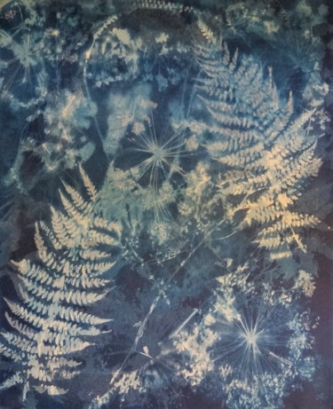 Peinture intitulée "Fougères floues" par Isabelle Zwang, Œuvre d'art originale, Aquarelle