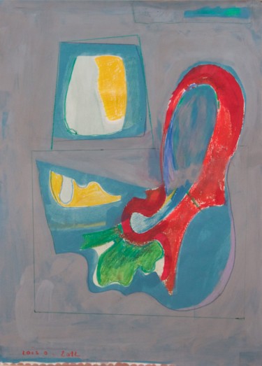 Painting titled "Komposition (Formen)" by Alois Oberndorfer, Original Artwork, Acrylic