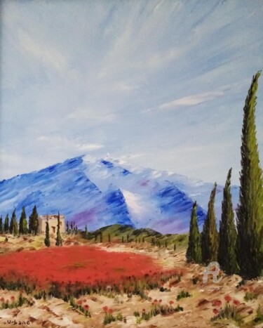 Painting titled "Champ de coquelicot…" by Roberto Urbano, Original Artwork, Oil