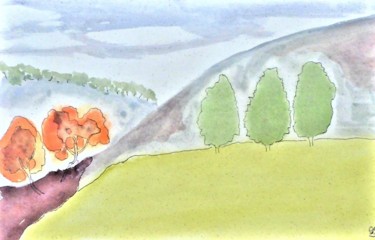제목이 "paysage d'été"인 미술작품 Giulia Archer로, 원작, 수채화