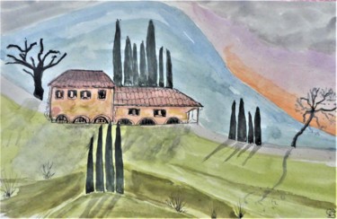 제목이 "la ferme isolée"인 미술작품 Giulia Archer로, 원작, 수채화
