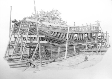 图画 标题为“Ships Carpenters.” 由Boytsov, 原创艺术品, 铅笔