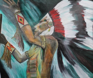 Painting titled "man of nature" by Nilanga Ranasinghe, Original Artwork, Oil