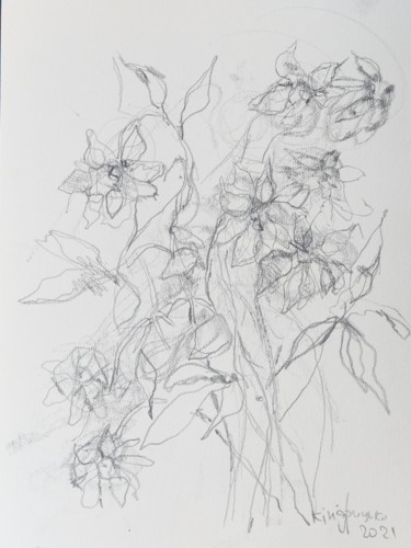 Malerei mit dem Titel "flower" von Irina Kindritska, Original-Kunstwerk, Bleistift