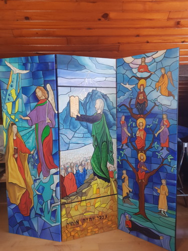 Schilderij getiteld "Scènes bibliques" door Richard Fouchet, Origineel Kunstwerk, Olie