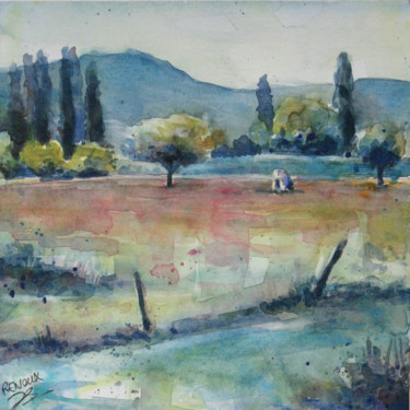 Painting titled "Aquarelle de campag…" by Vanessa Renoux, Original Artwork, Watercolor