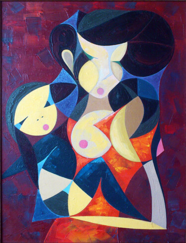 Картина под названием "Девочка с куклой" - Игорь Бондаренко, Подлинное произведение искусства, Масло