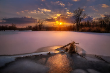 Winter evening in lowlands Fotografie getiteld "Winter evening in l…" door Martin Kucera, Origineel Kunstwerk, Digitale fotografie