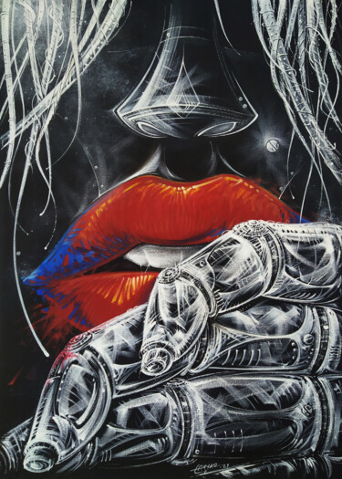 绘画 标题为“The Lips” 由Tayyar Özkan, 原创艺术品, 丙烯