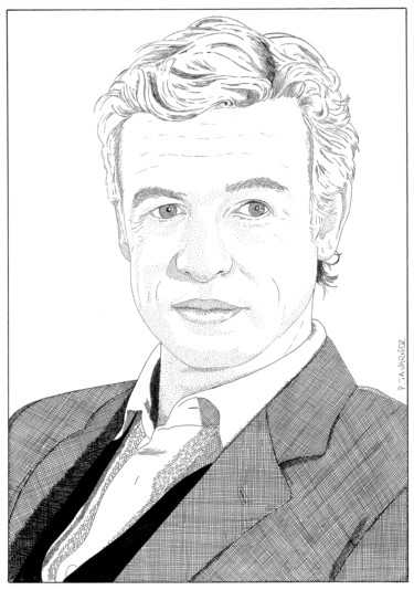 Dessin intitulée "Simon Baker" par Pascal Tavarner, Œuvre d'art originale, Encre