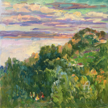 Painting titled "Riverside" by Aleksandr Dubrovskyy, Original Artwork, Oil