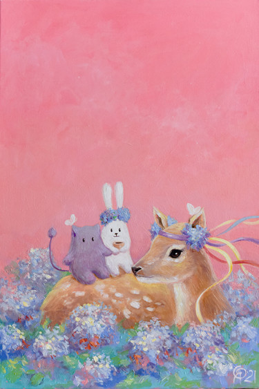 绘画 标题为“TeaTime with friends” 由Olya Yatsenko, 原创艺术品, 油