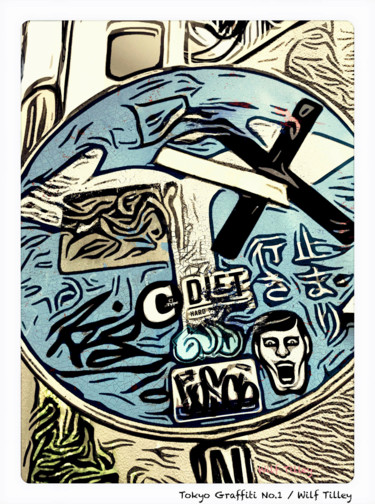 Tokyo Graffiti No.1: Street Mirror Arte digital titulada "Tokyo Graffiti No.1…" por Wilf Tilley, Obra de arte original, Trabajo Digital 2D
