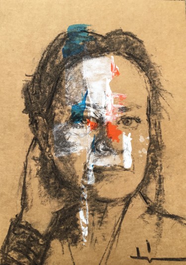 Drawing titled "Coryne" by Dominique Dève, Original Artwork, Charcoal