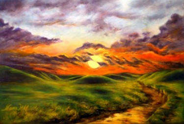 Malaysian Landscape original oil painting Malerei mit dem Titel "Malaysian Landscape…" von Eleonora Taranova, Original-Kunstwerk, Öl Auf Keilrahmen aus Holz montiert