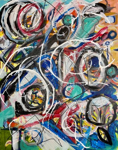 Schilderij getiteld "Empty Faces" door Alfredo Machado Zingg, Origineel Kunstwerk, Acryl Gemonteerd op Frame voor houten bra…