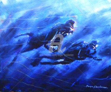 Peinture intitulée "Nageur de combat( l…" par Roger Boubenec, Œuvre d'art originale, Huile Monté sur Châssis en bois