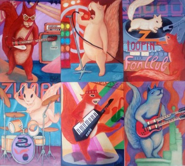 「Les Ecureuils」というタイトルの絵画 François Faletによって, オリジナルのアートワーク, アクリル