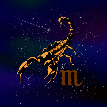Scorpion. Zodiac signs. 数字艺术 标题为“Scorpion. Zodiac si…” 由Ihor Ivanov, 原创艺术品, 数字油画