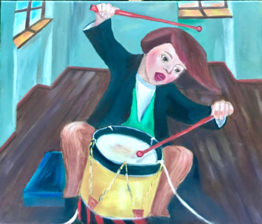 Painting titled "Барабанщица" by Tanya Dulac, Original Artwork, Oil