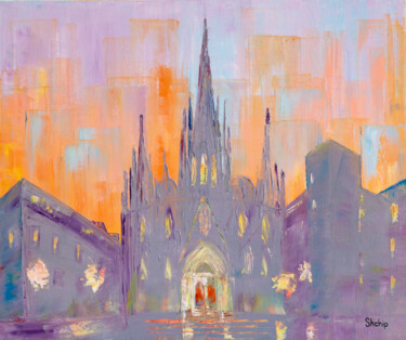 Sunrise. Catedral de Barcelona Peinture intitulée "Sunrise. Catedral d…" par Natalia Shchipakina, Œuvre d'art originale, Huile