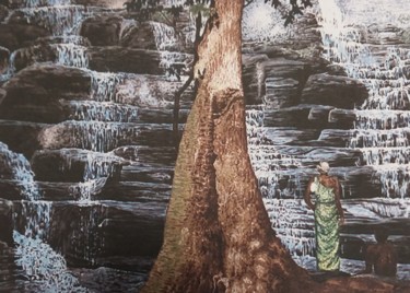 绘画 标题为“Mur d eau” 由Sylvie Cappe, 原创艺术品, 水彩