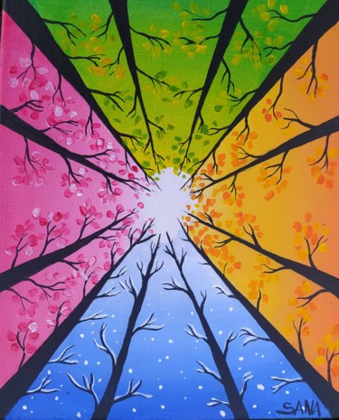 Les cimes Peinture intitulée "Les cimes" par L'Atelier De Sana, Œuvre d'art originale, Acrylique
