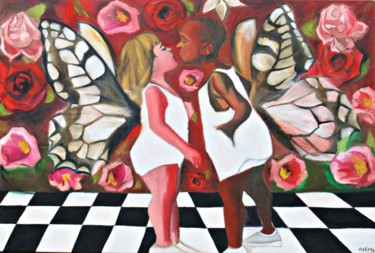 Peinture intitulée "BACIO" par Mokodu Fall, Œuvre d'art originale, Acrylique