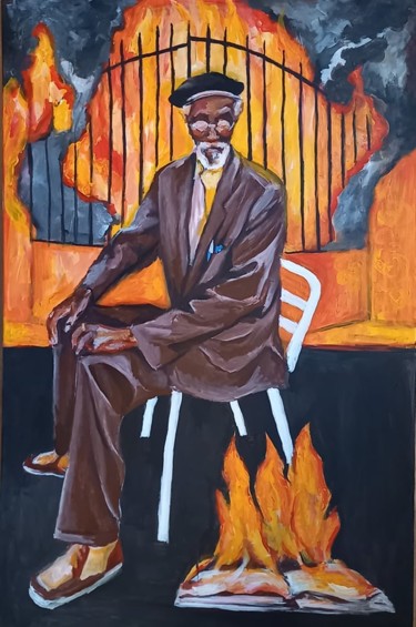 Peinture intitulée "Une bibliothèque qu…" par Mokodu Fall, Œuvre d'art originale, Acrylique