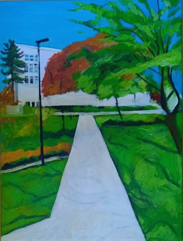 Peinture intitulée "Jardin Benjamin Mor…" par Mokodu Fall, Œuvre d'art originale, Acrylique
